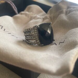 David Yurman Wheatley Onyx Silver Ring 7